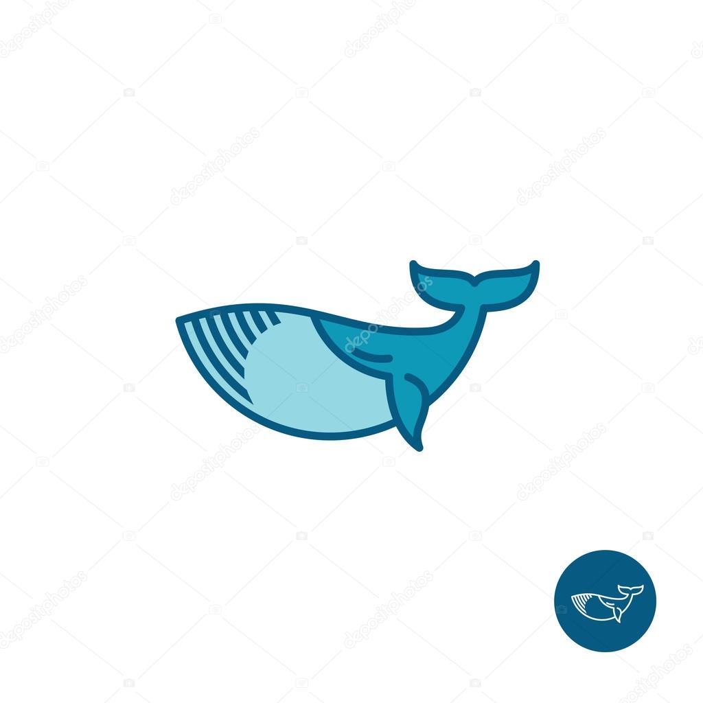 Whale simple outline vector logo on white background