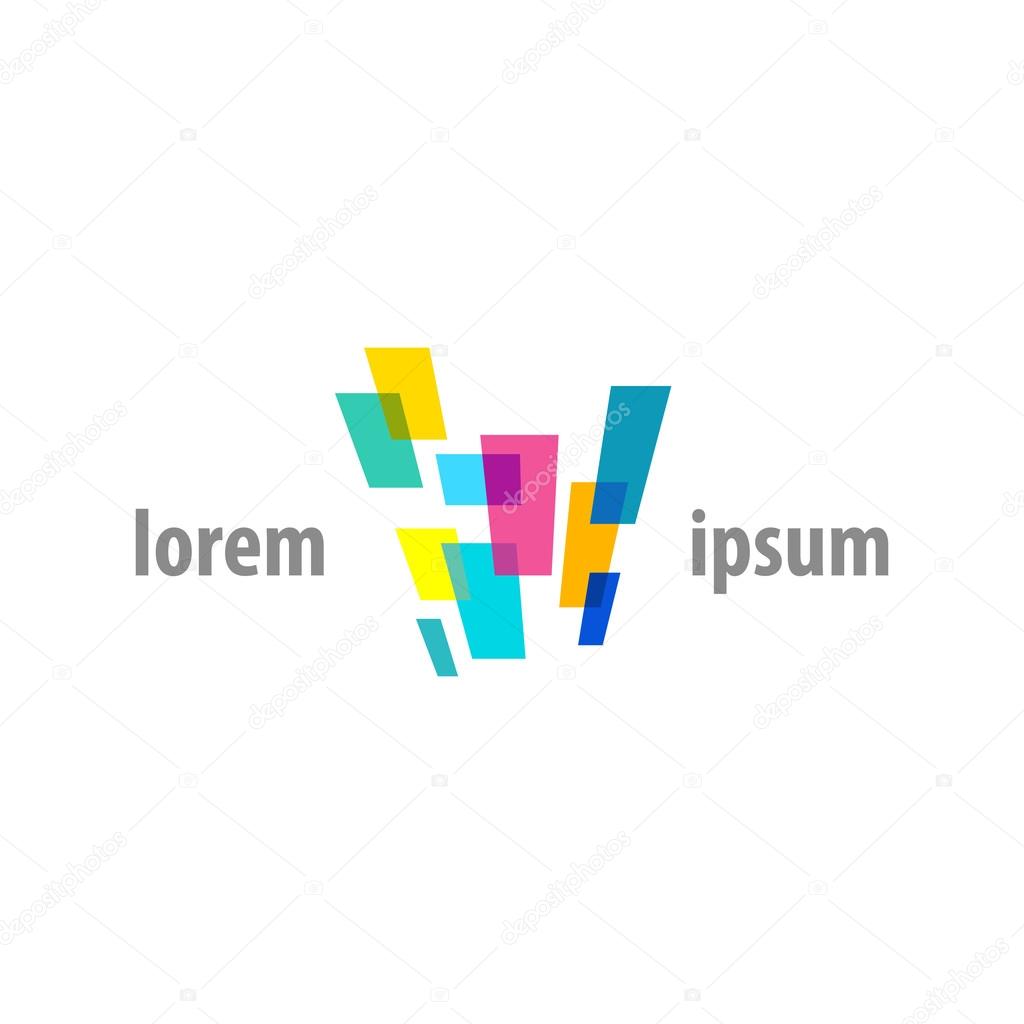 Abstract transparent digital color squares logo
