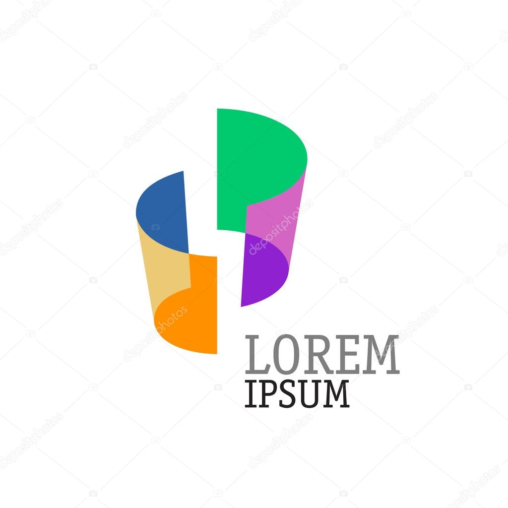 Abstract shapes logo. Two flying sheets with overlay  on white background