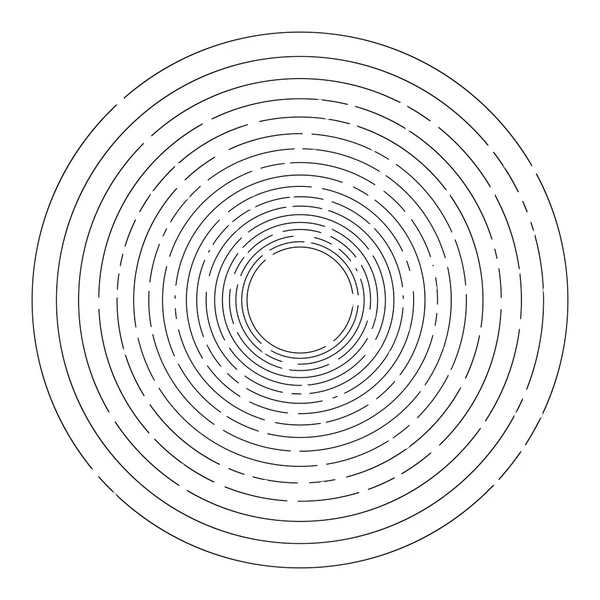 Thin random dashed concentric circles — Stock Vector