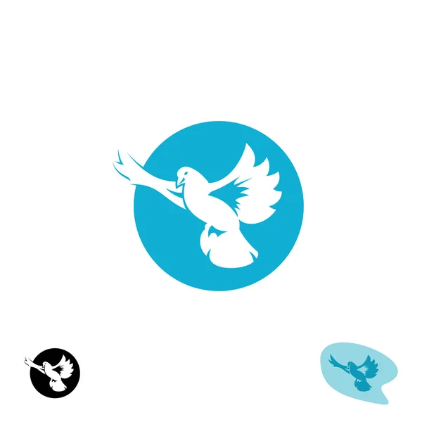 Flying dove bird logo. — Stock Vector