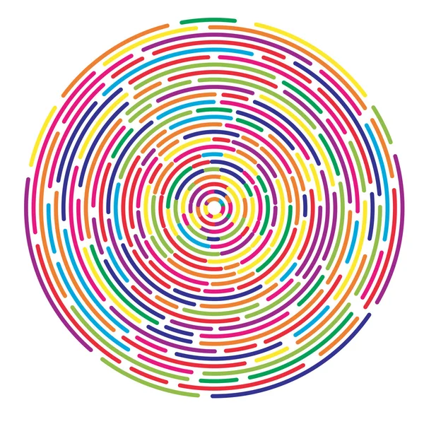 Πολύχρωμο διακεκομμένο τυχαία ομόκεντρους κύκλους — Διανυσματικό Αρχείο