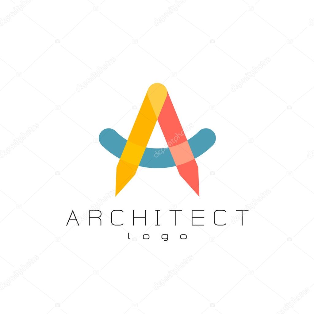 Architect theme colorful overlay letter a logo. Transparency are flattened.