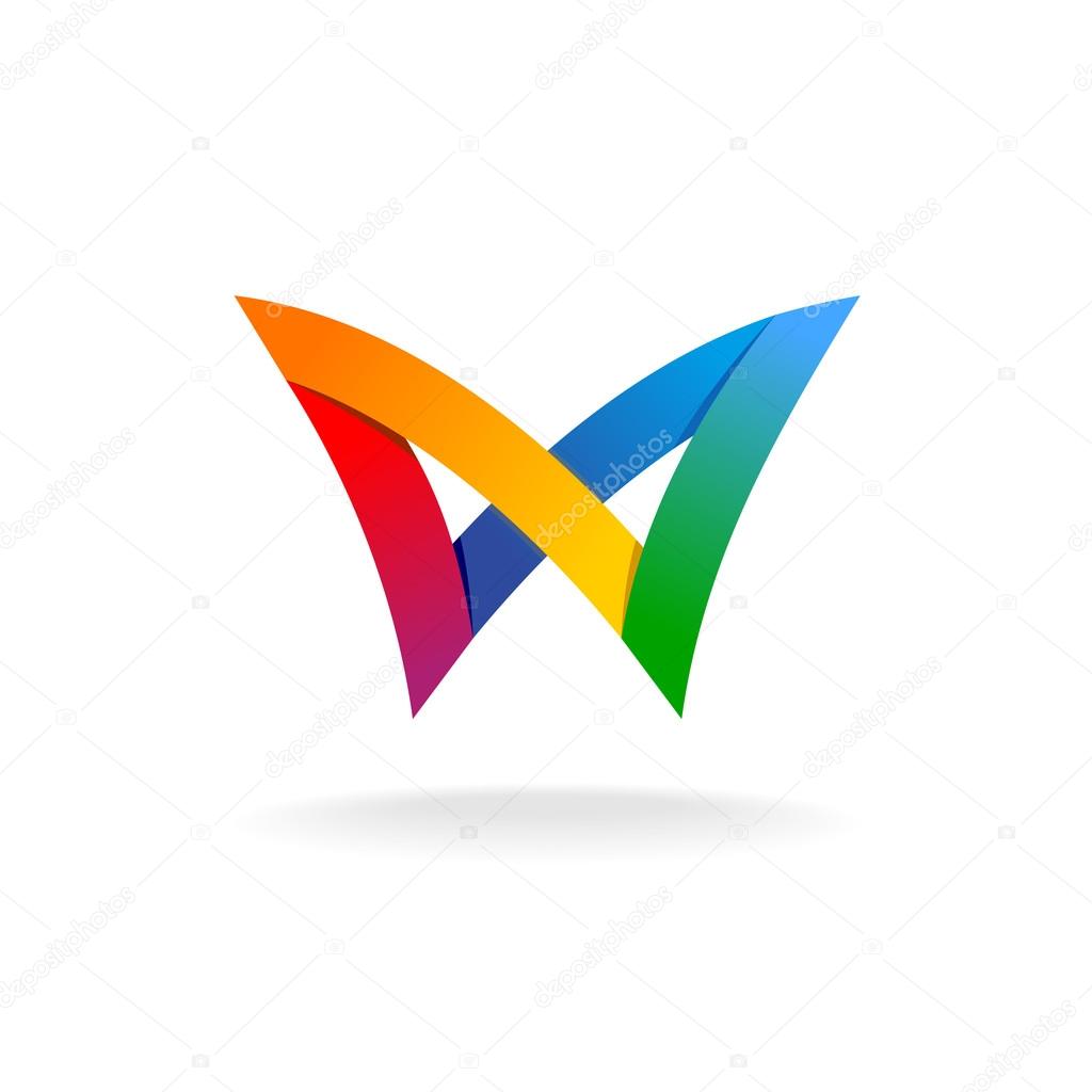Colorful rainbow ribbons style butterfly logo