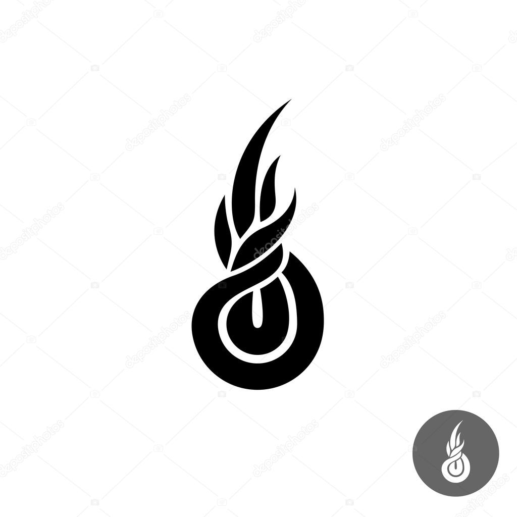 Abstract black lines rope knot figure. Elegant ribbons silhouette logo.