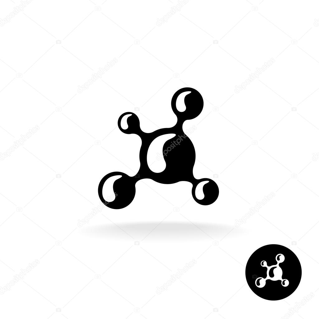 Molecule simple black silhouette icon logo