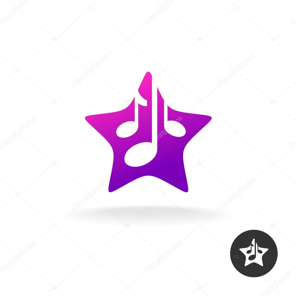 Music notes with colorful star silhouette logo