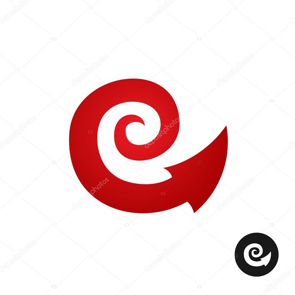 Spiral tribal element symbol with arrow head tail