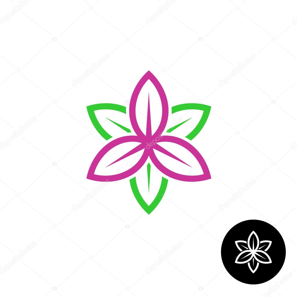 Color leaves flower shape linear style logo