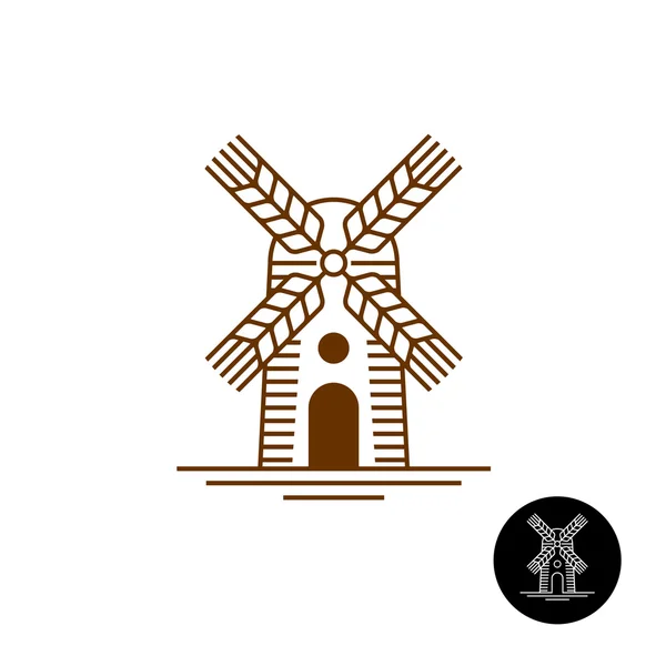 Logo der Windmühle im linearen Stil — Stockvektor