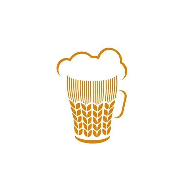 Vaso de cerveza con espigas de trigo — Vector de stock