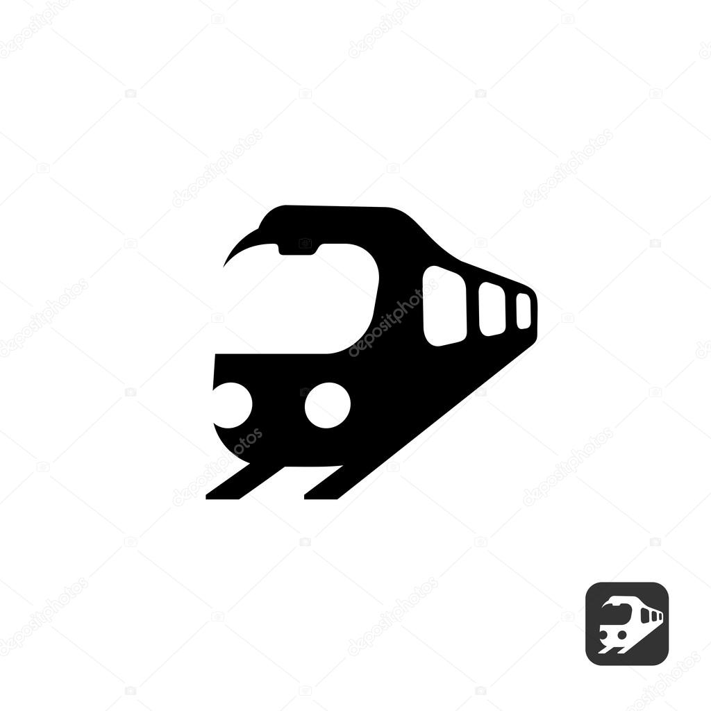 Train black silhouette logo on white background