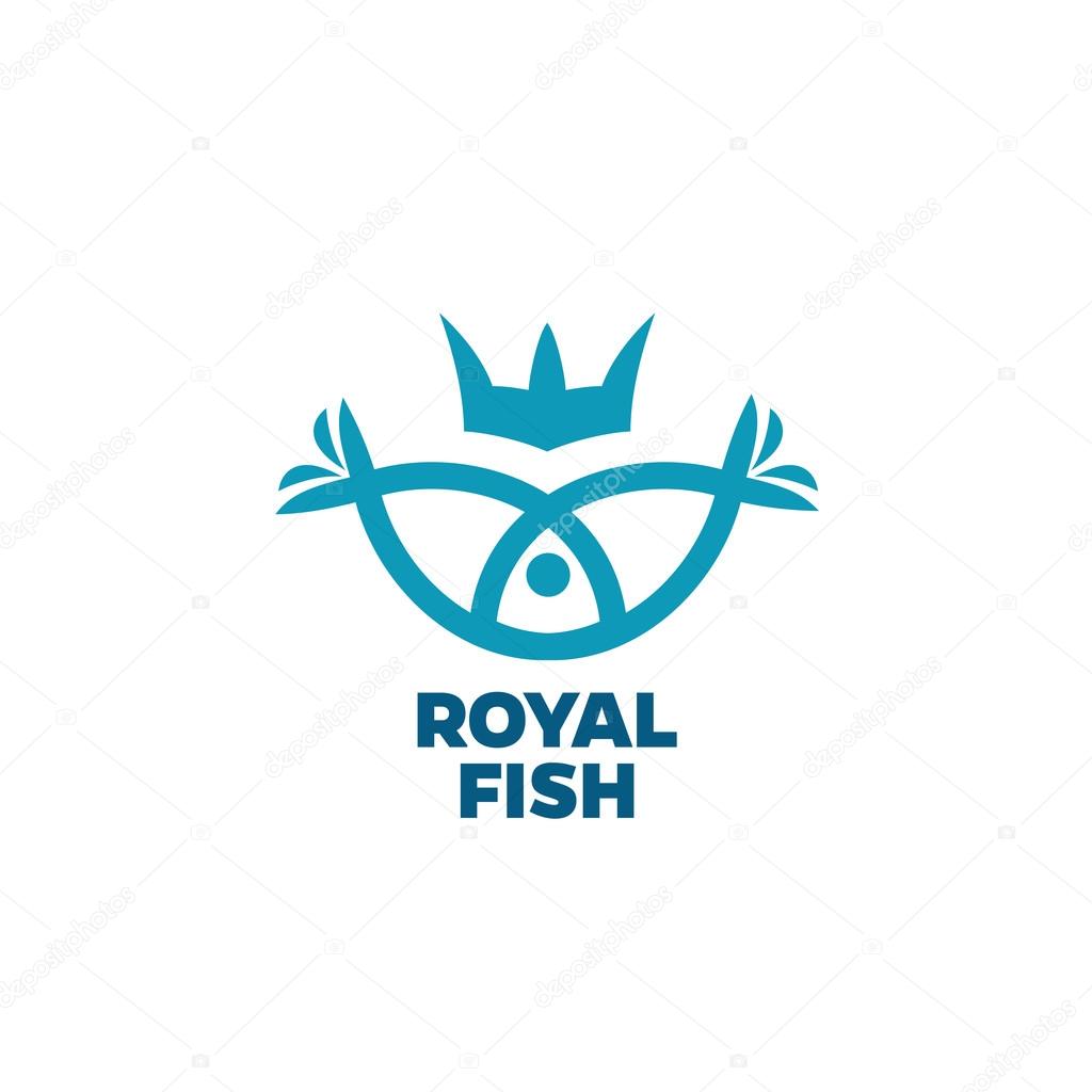 Fish outline silhouettes with crown logo