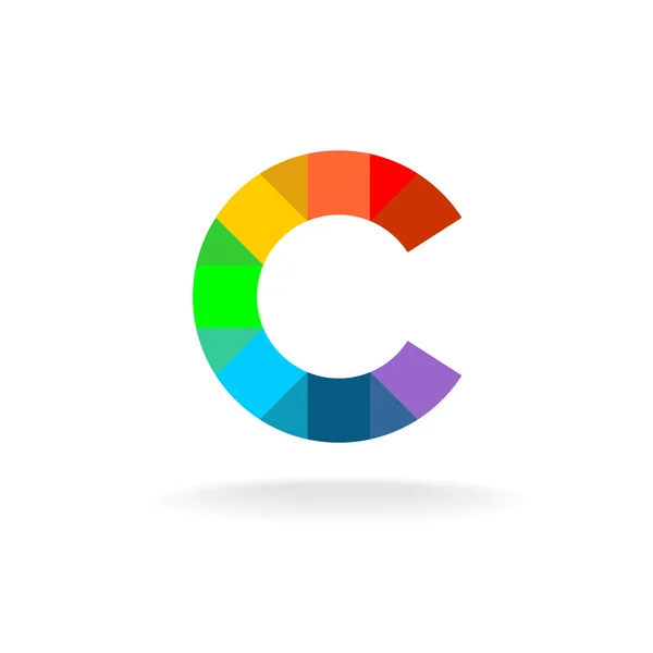 文字 C のカラフルな虹のロゴ. — ストックベクタ