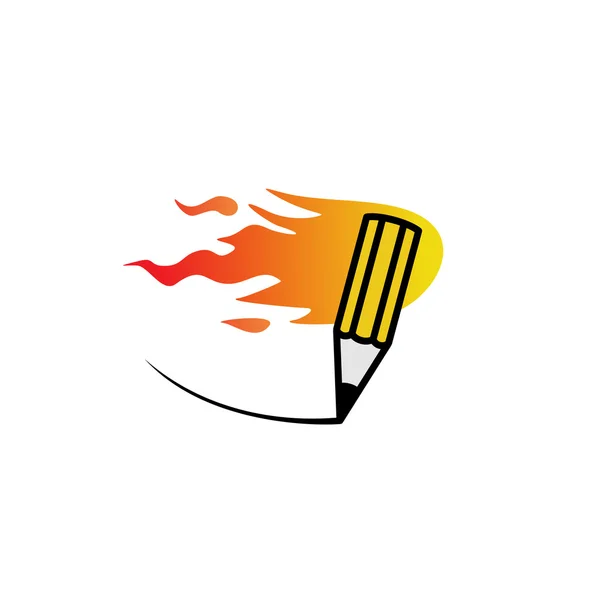 Logotipo del lápiz de fuego — Vector de stock