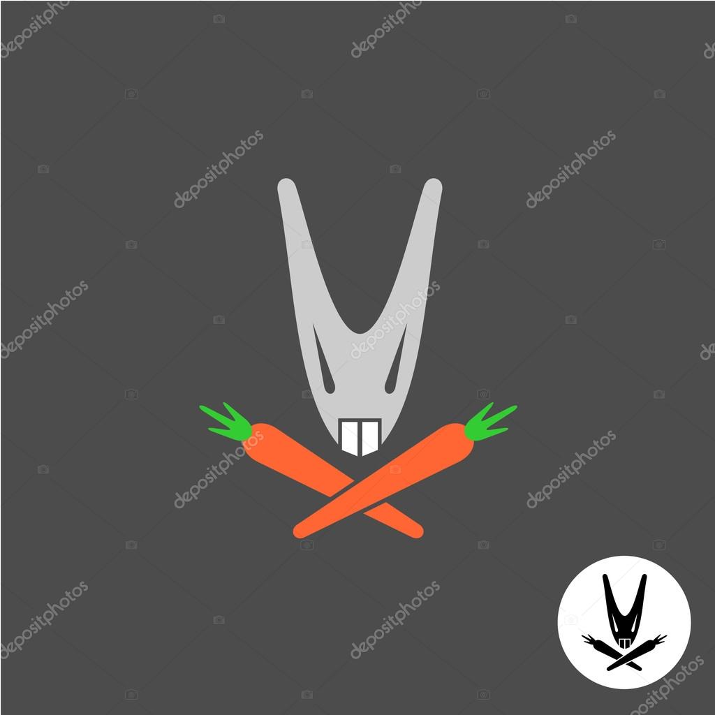 Evil rabbit head logo on gray background