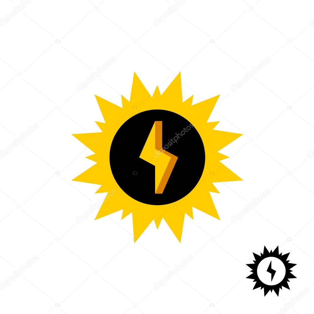 Sun energy logo with lightning bolt