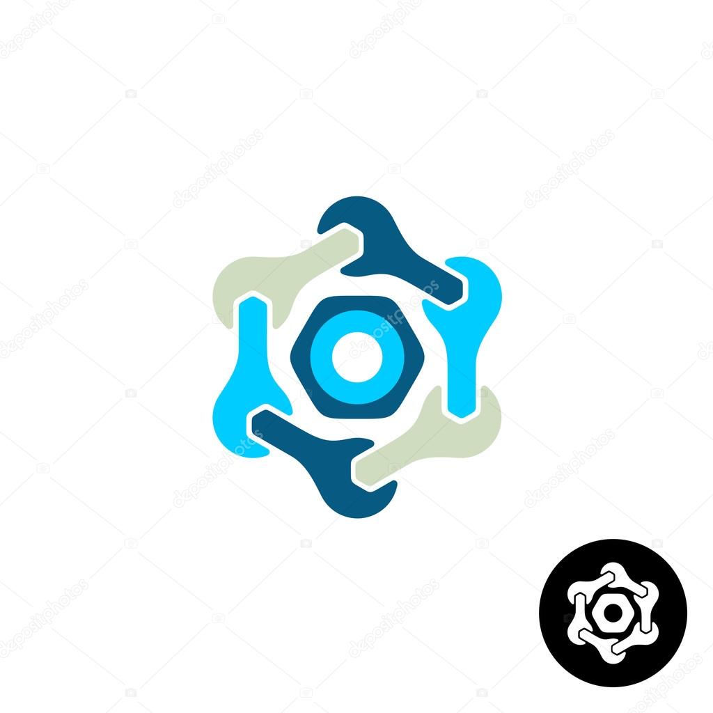 Tech logo with wrenches and nut