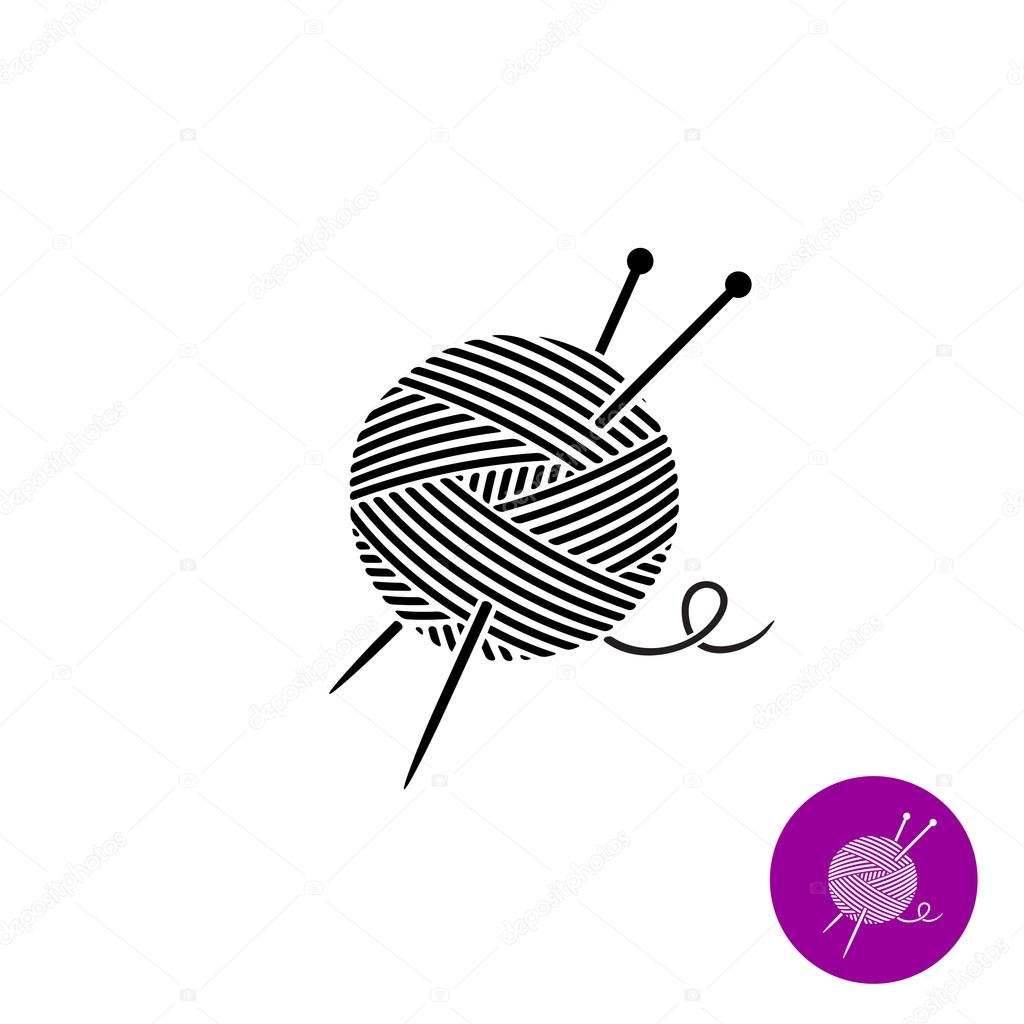 Yarn ball with needles logo — Stock Vector © Kilroy 86817214