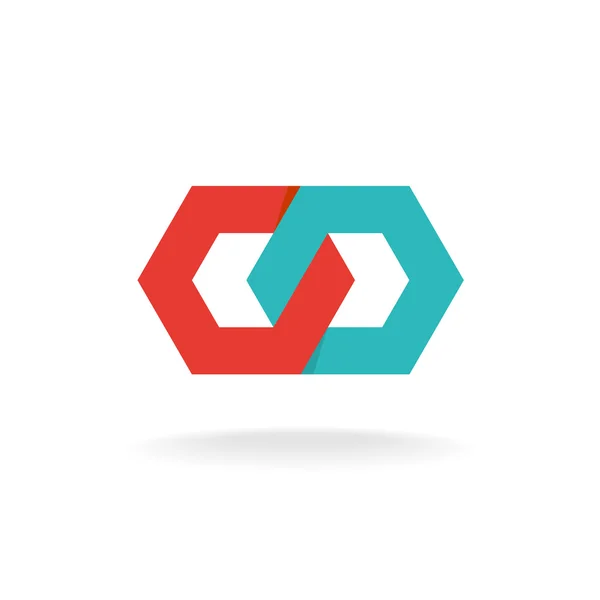 Logo de dos eslabones de cadena hexagonales . — Vector de stock