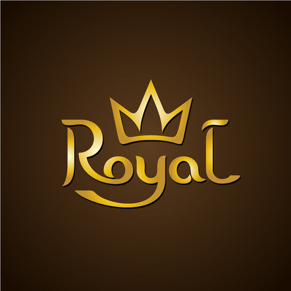 text logo with crown.