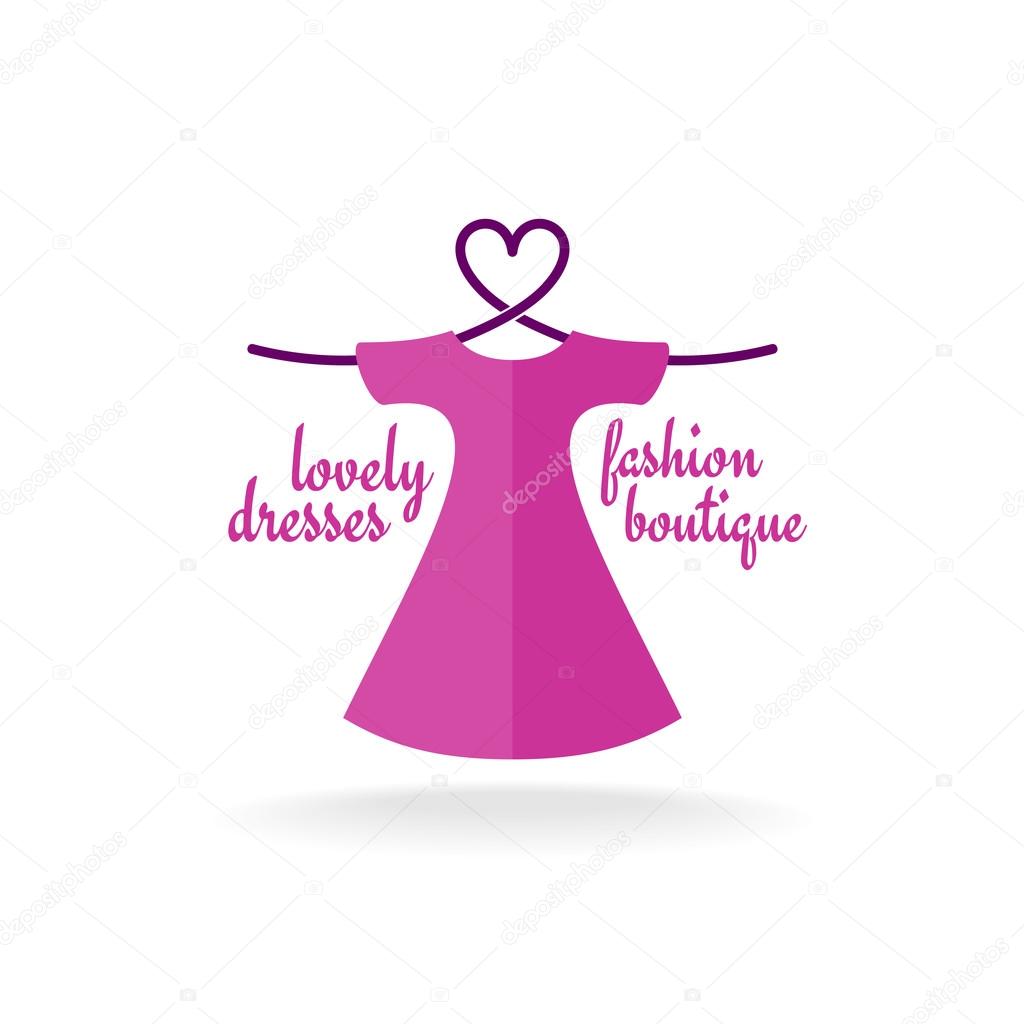 Fashion boutique dress with heart shaped shoulder hanger logo