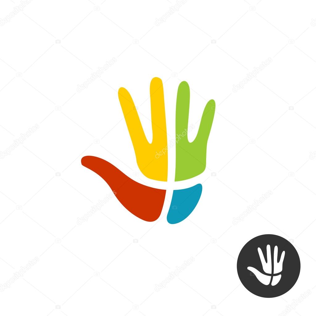 Hand with cross religion logo