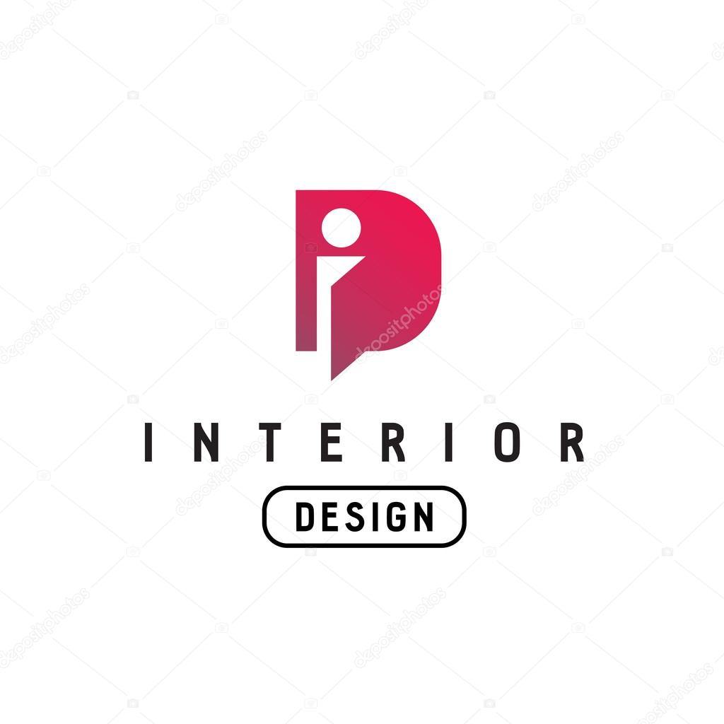 Letter I and D monogram logo. Interior design abbreviation ligature sign. Open door concept.