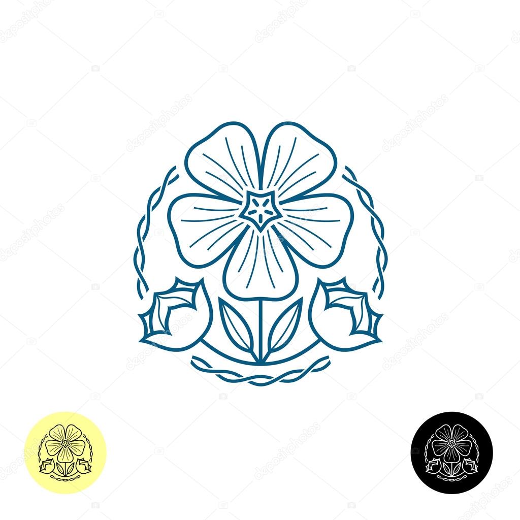 Outline style illustration of a linen flower