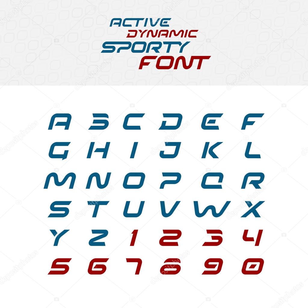 Sport techno font alphabet letters.