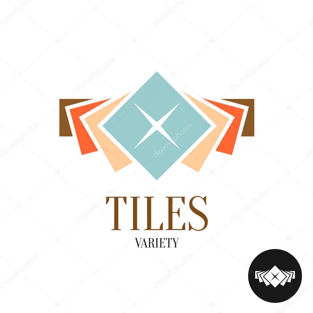 Tiles variety logo. Row of the color square tiles for interior apartment design.