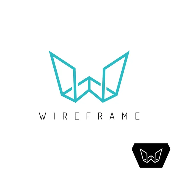 Lettre W wireframe linéaire 3D perspective logo — Photo