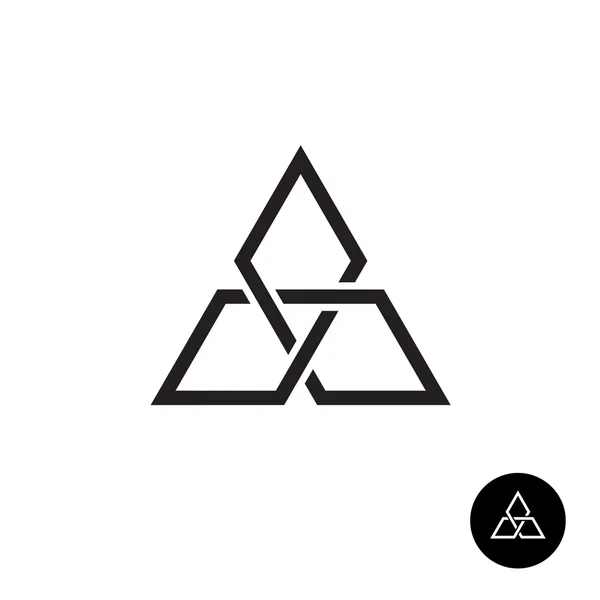 Üçgen geometrik düğüm anahat logosu.