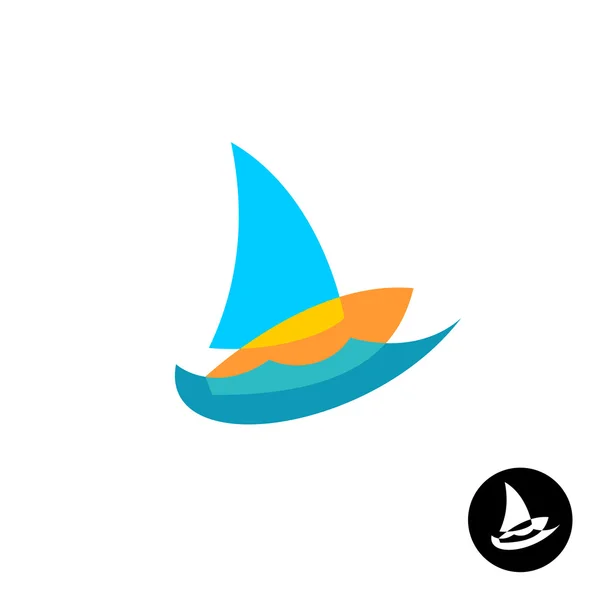 Vitorlás hajó yacht club színes logo. — Stock Fotó