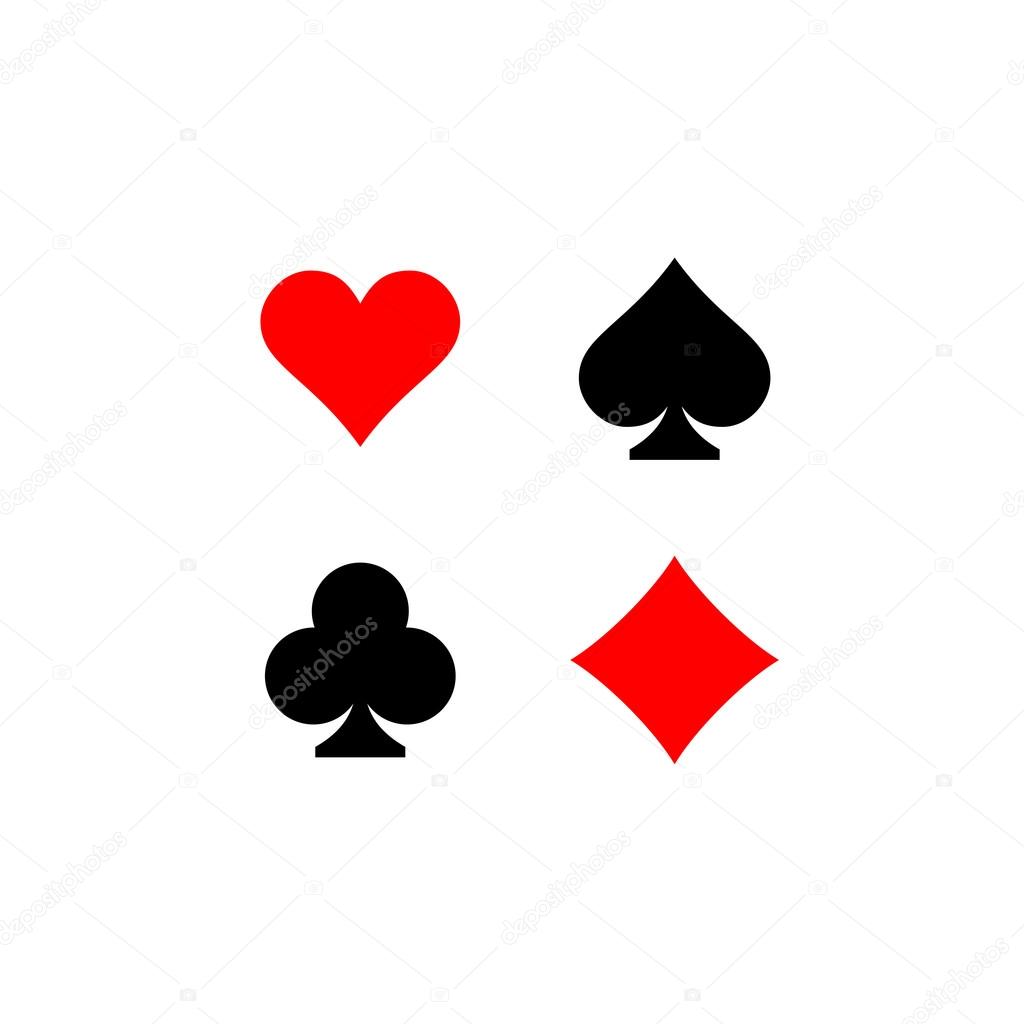 Playing card suits signs set. Four card symbols.