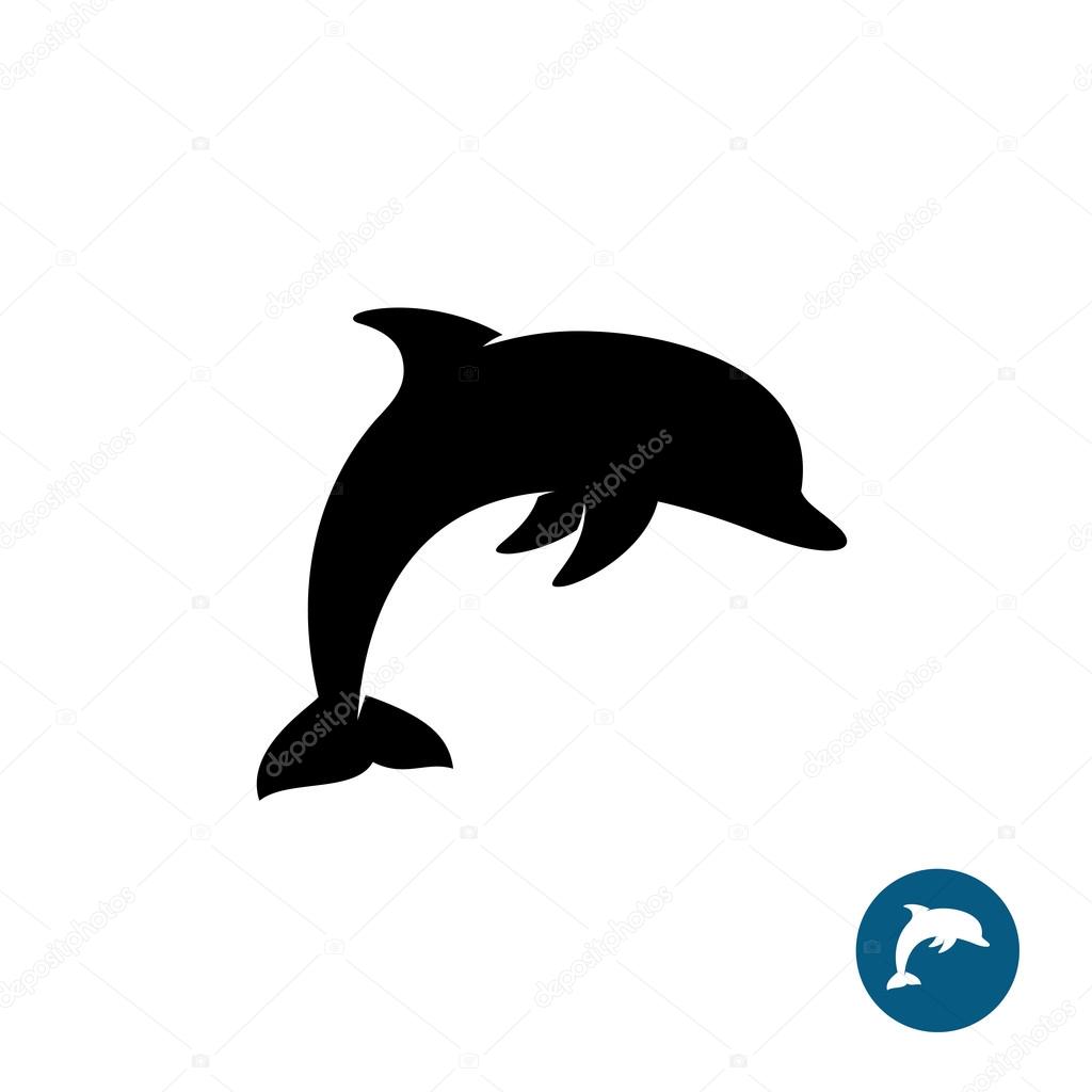 Delfino semplice logo silhouette nera . — Foto stock di © Kilroy #98397278, image size:1024x1024