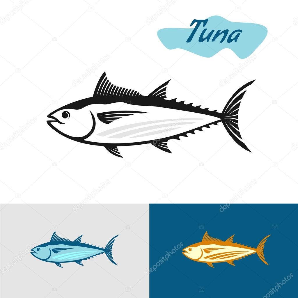 Tuna black silhouette. Simple illustration of a tuna fish.