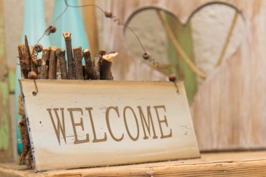 Rustic wooden WELCOME sign clipart