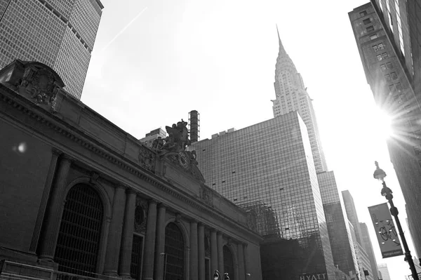 Fachada Central Station Manhattan Nueva York Blanco Negro — Fotografia de Stock