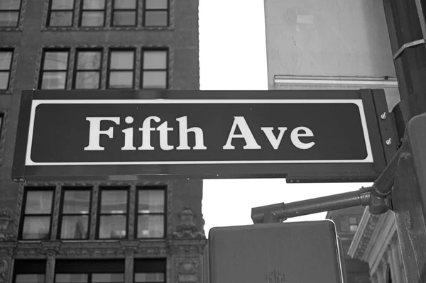 Cartel Quinta Avenida Manhattan Nueva York Blanco Negro — Fotografia de Stock