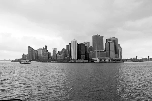 Vistas Manhattan Desde Ferry Staten Island Hudson Nueva York Feketebőrű — Stock Fotó