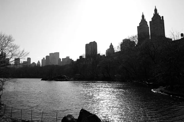 Vista Los Edificios Desde Central Park Manhattan Nueva York Blanco — Fotografia de Stock