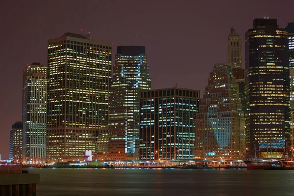 Vistas Nocturnas Manhattan Nueva York — Fotografia de Stock