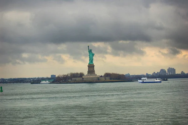 Vistas Manhattan Nueva York Állam Estatua Libertad Vagyok — Stock Fotó