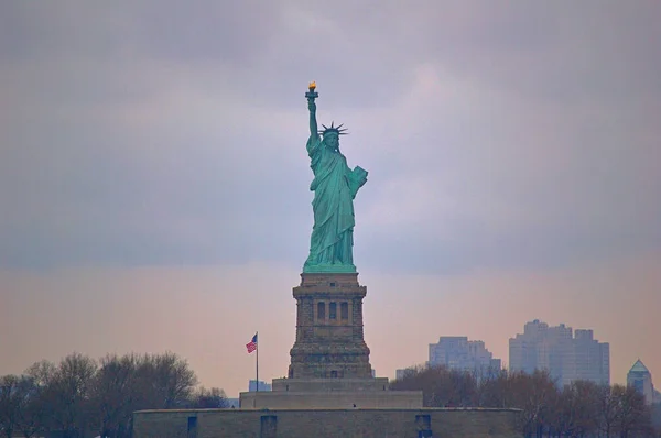 Vistas Manhattan Nueva York Estatua Libertad — Foto Stock