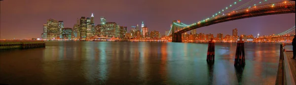 Vista Nocturna Edificios Emblematicos Manhattan Nueva York — Φωτογραφία Αρχείου