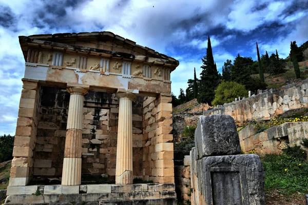 Vista Los Principales Monumentos Grecia Delfos Delphi — Zdjęcie stockowe
