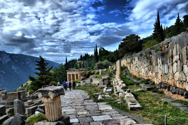 Vista Los Principales Monumentos Grecia Delfosz Delphi — Stock Fotó