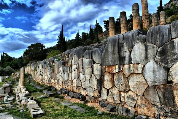 Vista Los Principales Monumentos Grecia Delfosz Delphi Oraculo Delfos Delphi — Stock Fotó