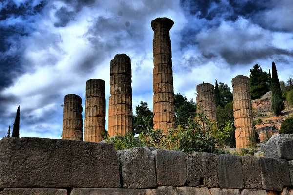 Vista Los Principales Monumentos Grecia Delfos Delphi Oraculo Delfos Orakel — Stockfoto